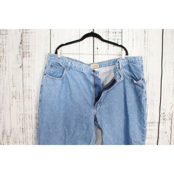 LL Bean Double L Jeans Relaxed Fit Straight Leg Faded Denim Size 46x32 - Picture 4 of 10